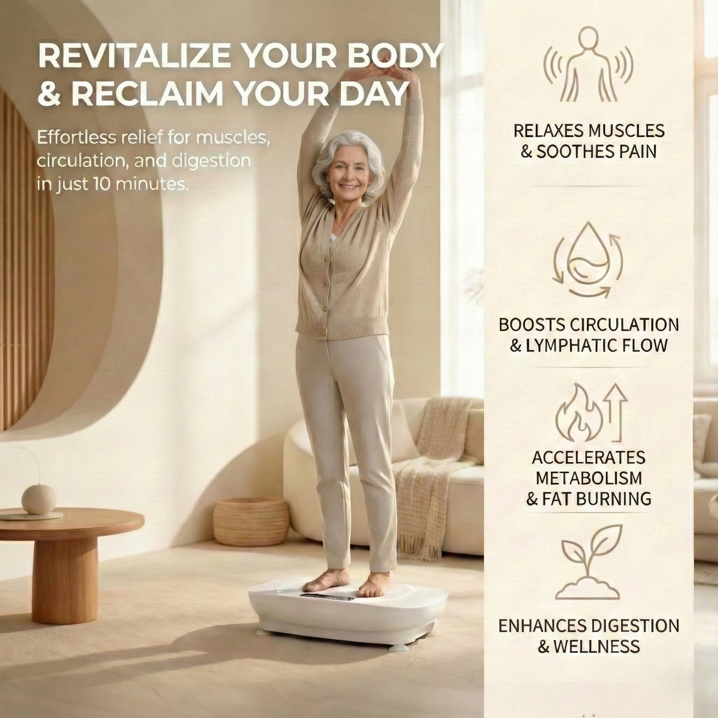 Livanta Vibration Plate with Heat Therapy – Full Body Vibration Platform for Circulation & Muscle Recovery