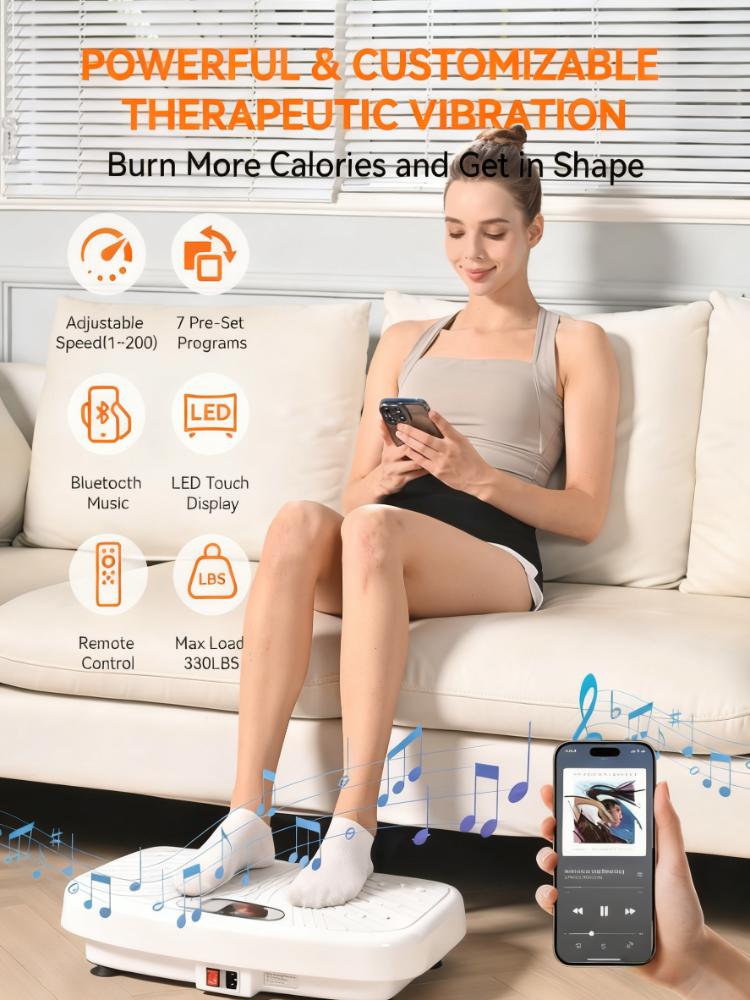 200-Speed Vibration Plate: 10-Min Full-Body Fitness & Massage Device