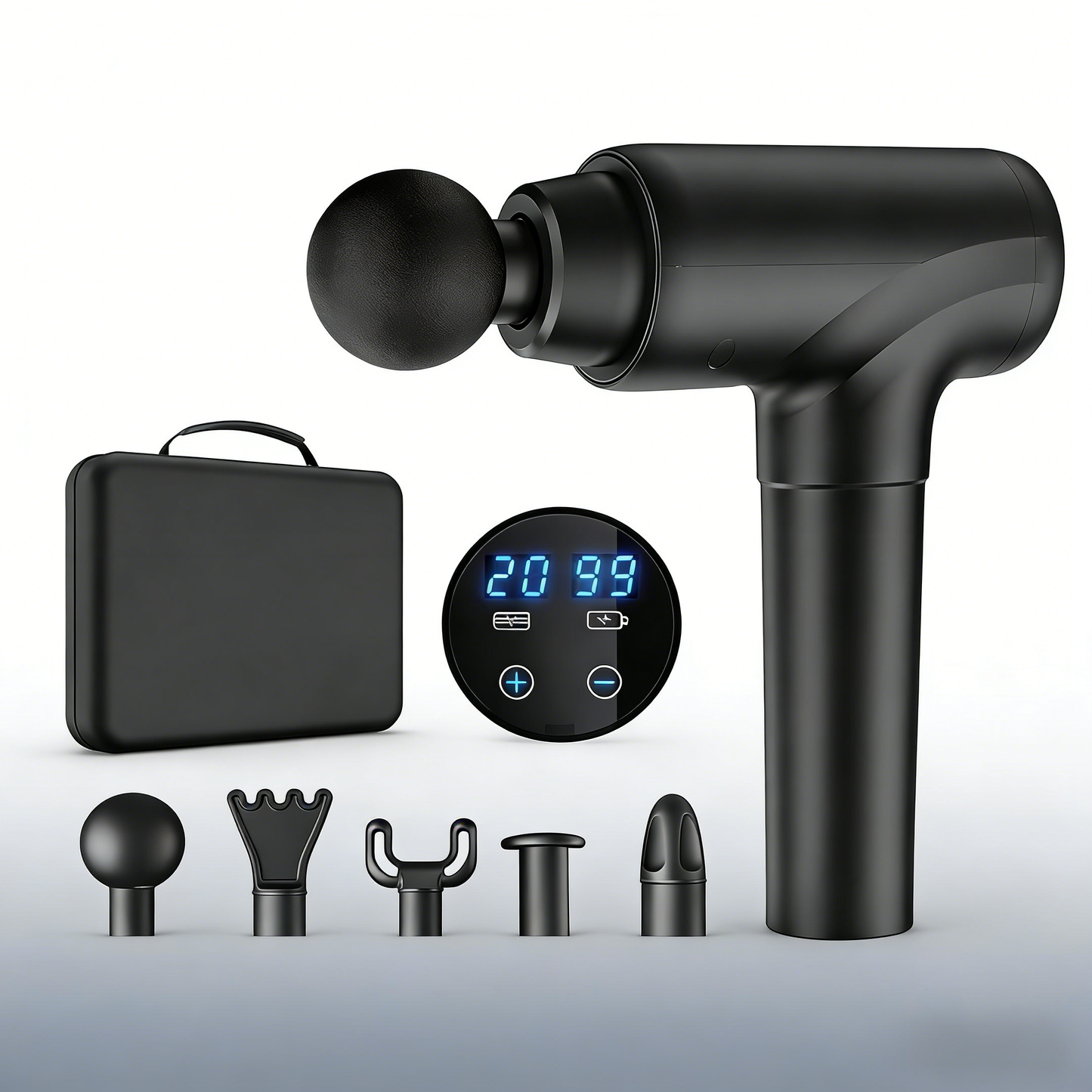 LCD Touch Screen Massage Gun – Deep Tissue Muscle Massager for Post-Workout Recovery & Pain Relief