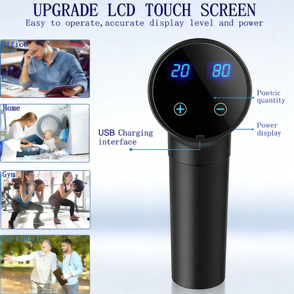 LCD Touch Screen Massage Gun – Deep Tissue Muscle Massager for Post-Workout Recovery & Pain Relief